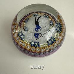 Perthshire Paperweight 1989 PP81 Golfer With Millefiori Flowers On Lace Ground