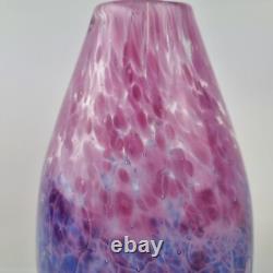 Pete Fricker Signed Studio Art Glass Vase Pinks & Purples 20cm High