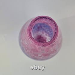 Pete Fricker Signed Studio Art Glass Vase Pinks & Purples 20cm High