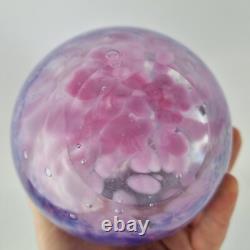 Pete Fricker Signed Studio Art Glass Vase Pinks & Purples 20cm High