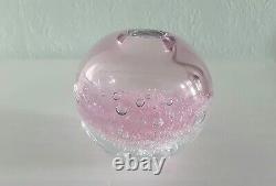 Phillipa Headley Studio Art Glass Spherical Vase In Pink With Air Bubbles Signed