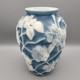 Phoenix Consolidated Art Glass 1930's Blue/white Dogwood 10 1/2 Vase