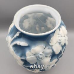 Phoenix Consolidated Art Glass 1930's Blue/White Dogwood 10 1/2 Vase