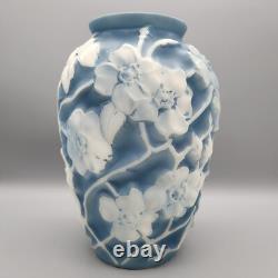 Phoenix Consolidated Art Glass 1930's Blue/White Dogwood 10 1/2 Vase