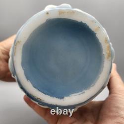 Phoenix Consolidated Art Glass 1930's Blue/White Dogwood 10 1/2 Vase