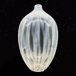 Pier 1 Opalescent Vase Art Glass White Striped 13T Rounded Bottle Vase