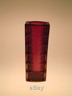 Polish Art Glass Vase Red Amber Drost Zabkowice 1970s Poland Vintage Retro 70s