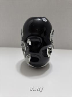 Purple Dimpled Glass Vase Hand Blown Sweden UV Reactive Heavyweight Art Glass