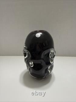 Purple Dimpled Glass Vase Hand Blown Sweden UV Reactive Heavyweight Art Glass