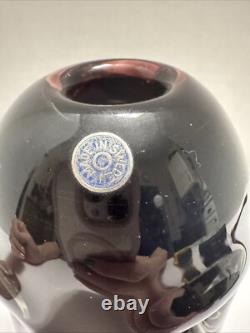 Purple Dimpled Glass Vase Hand Blown Sweden UV Reactive Heavyweight Art Glass