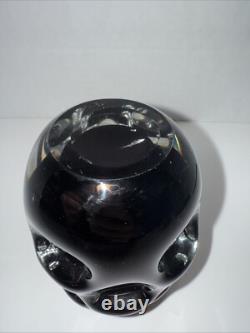 Purple Dimpled Glass Vase Hand Blown Sweden UV Reactive Heavyweight Art Glass