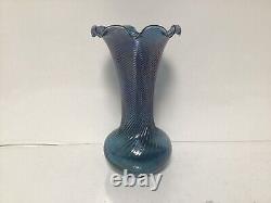 Q29 Vintage Italian Blue Swirl Art Glass Vase, Glass Vase for Gift