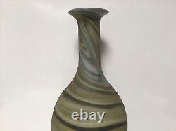 Q84 Antique Circa Early Century Handmade Swirl Art Glass Vase Bottle