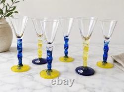 RARE 7 Vintage Hand Blown Cordial Glasses Kjell Jordhan Elme Almhult Sweden