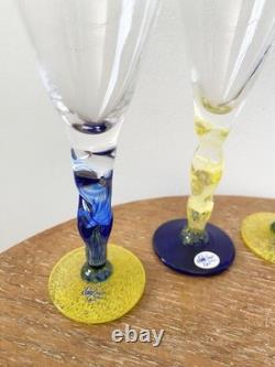RARE 7 Vintage Hand Blown Cordial Glasses Kjell Jordhan Elme Almhult Sweden