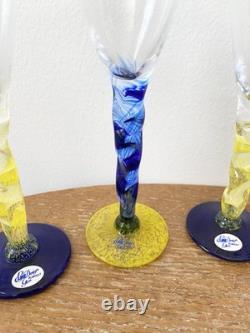 RARE 7 Vintage Hand Blown Cordial Glasses Kjell Jordhan Elme Almhult Sweden