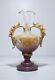 Rare Antique 19th C Art Glass Moser Bohemian Czech Gold Gilt Double Handled Vase