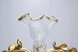RARE Antique 19th c Art Glass MOSER Bohemian Czech Gold Gilt Double Handled Vase