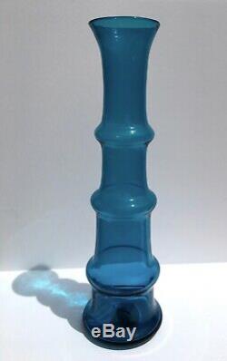 RARE Blenko Wayne Husted 5716 Art Glass Vase 20 Teal 1957 Mid Century Modern