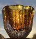 Rare Large Solid Goran Warff Kosta Boda Sweden Thick Wall Amber Art Glass Vase