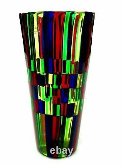 RARE SIGNED Murano Ballarin Art Glass Pezzato Vase Beautiful