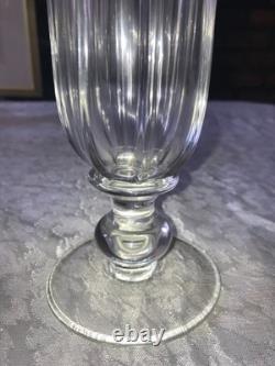 RARE Signed ART REED 1995 Hand-Blown GLASS Pedestal RIBBED Trumpet VASE 9¼ Tall