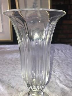 RARE Signed ART REED 1995 Hand-Blown GLASS Pedestal RIBBED Trumpet VASE 9¼ Tall