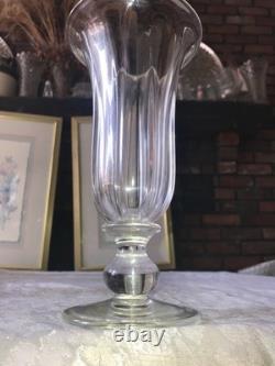 RARE Signed ART REED 1995 Hand-Blown GLASS Pedestal RIBBED Trumpet VASE 9¼ Tall