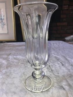 RARE Signed ART REED 1995 Hand-Blown GLASS Pedestal RIBBED Trumpet VASE 9¼ Tall