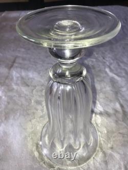 RARE Signed ART REED 1995 Hand-Blown GLASS Pedestal RIBBED Trumpet VASE 9¼ Tall