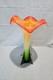 Rare Vintage Murano Art Glass Style Tulip Trumpet Vase 16 Tall Orange