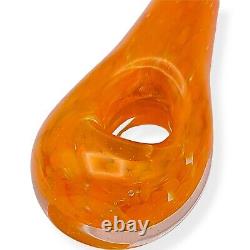 RARE Vtg 1997 Art Glass Bud Vase Signed Johnathon Schmuck Orange Speckled 8