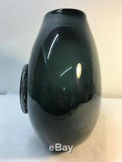 RARE Wayne Husted Blenko Charcoal Vase. Mid Century Modern Art Glass MCM