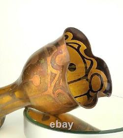 REDUCED Carl Goldberg Iridescent Art Glass Vase Bohemian Copper Overlay