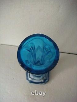 RRR RARE Vintage Glass Vase Blue and White Hand Made