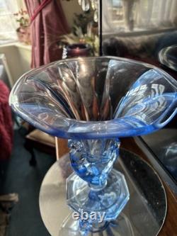 Rare 1930s Walther & Söhne Waltraut Blue Glass Lady Vase Art Deco Pressed Glass