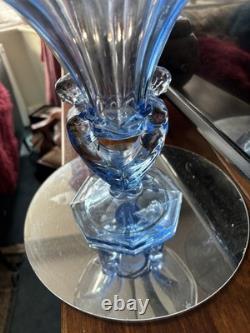 Rare 1930s Walther & Söhne Waltraut Blue Glass Lady Vase Art Deco Pressed Glass