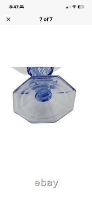 Rare 1930s Walther & Söhne Waltraut Blue Glass Lady Vase Art Deco Pressed Glass