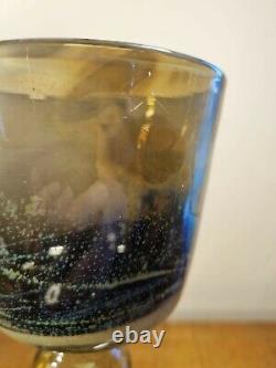 Rare 1970s Mdina Malta Art Glass Knop Stem Goblet Chalice Vase Unusual Colour