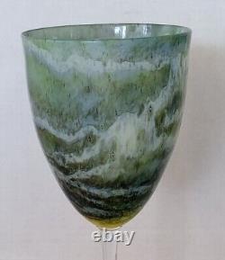 Rare 1976 Set Of 2 Steve Maslach Studio Art Glass Crystal Wine Goblets Signed