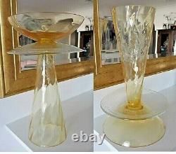 Rare 90s Ajeto Gemelli Czech Cìtrine Art Glass Vase Tazza Signed Borek Sipek