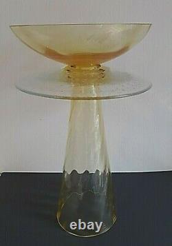 Rare 90s Ajeto Gemelli Czech Cìtrine Art Glass Vase Tazza Signed Borek Sipek