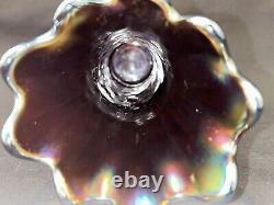 Rare Antique Purple Amethyst Northwood Carnival Glass Tree Trunk Vase 9 1/2