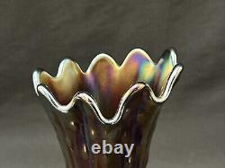 Rare Antique Purple Amethyst Northwood Carnival Glass Tree Trunk Vase 9 1/2