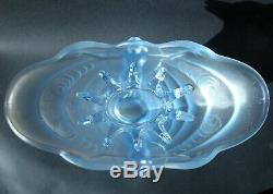 Rare Art Deco Part Frosted Blue Pressed Glass Schmetterling Vase Walther & Sohne