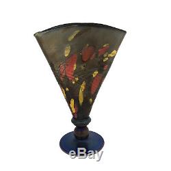 Rare Art Glass Fenton Mosaic Fan Vase 1925