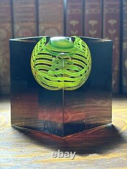 Rare Beranek Sklo Ladislav Oliva Modernist Art Glass Cube & Sphere Sculpture