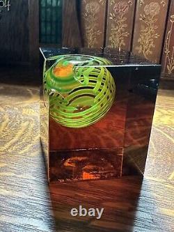 Rare Beranek Sklo Ladislav Oliva Modernist Art Glass Cube & Sphere Sculpture