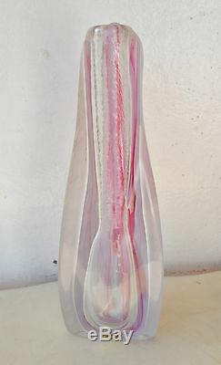 Rare Bohemia Hand Made Art Glass Vase Veined 30 cm (12) Bohemian Czech Superb