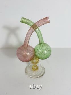 Rare Cranberry / Green Art Glass façon de Venise double cruet